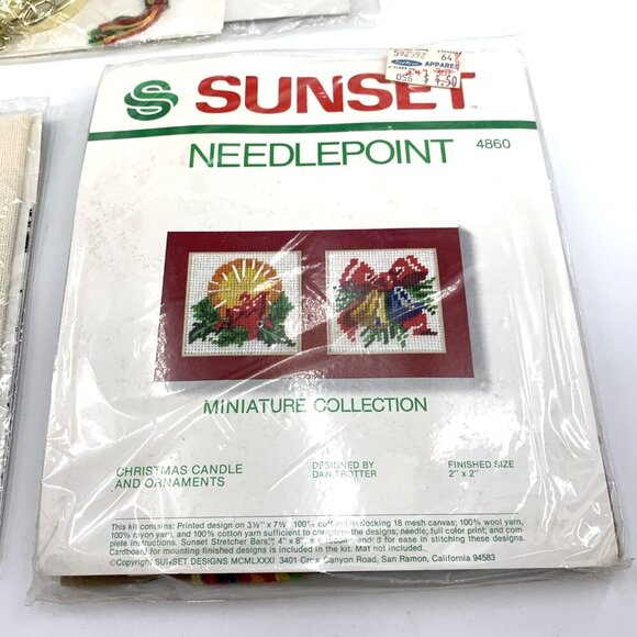 Stitchery Kits Lot of 3 Sunset Wonderart Needlepoint Ornaments Frameable Art NOS - Picture 4 of 7